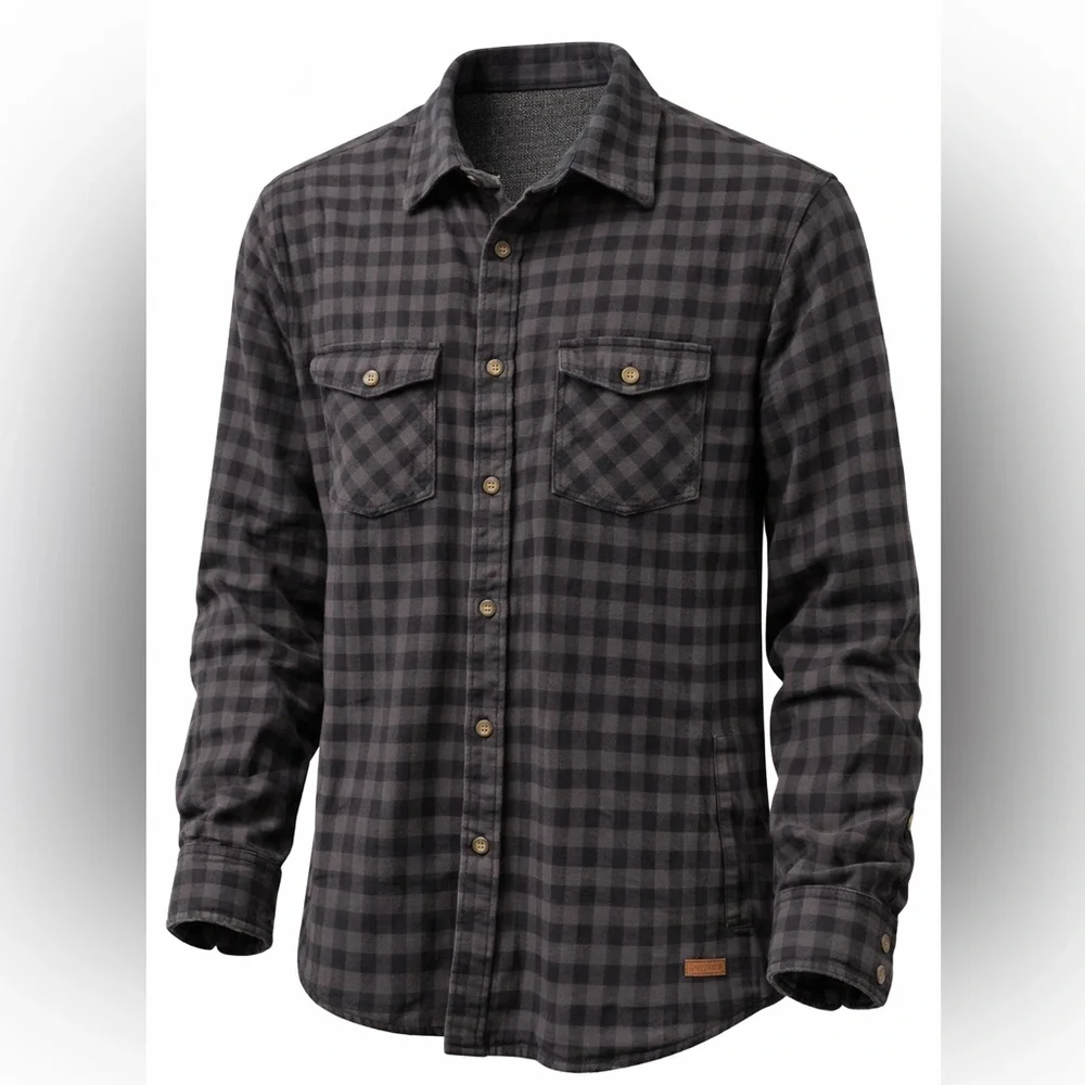 Voyager Men’s XXL‎ Gray Plaid Flannel Shirt Jacket Lined Cozy Shacket